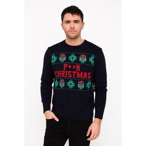 VINTAGE WOOL‎ Anti Christmas anti holiday sweater knit size L